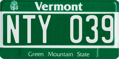 VT license plate NTY039