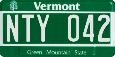 VT license plate NTY042