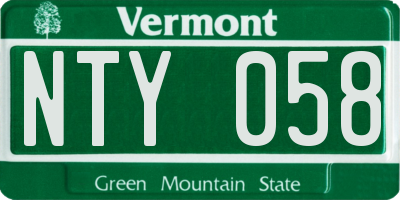 VT license plate NTY058