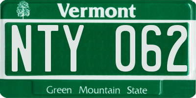VT license plate NTY062