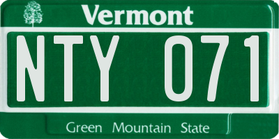 VT license plate NTY071