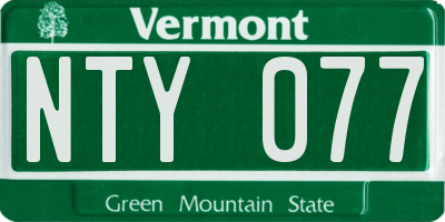 VT license plate NTY077