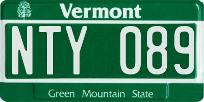 VT license plate NTY089