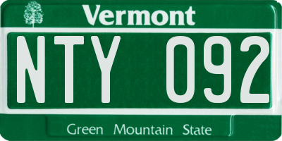 VT license plate NTY092
