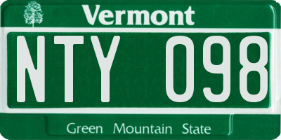 VT license plate NTY098