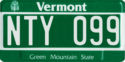 VT license plate NTY099