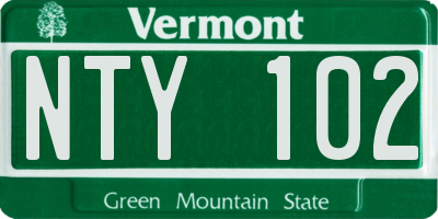 VT license plate NTY102