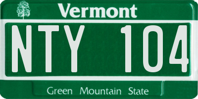 VT license plate NTY104