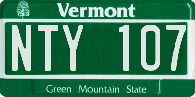 VT license plate NTY107