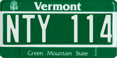 VT license plate NTY114