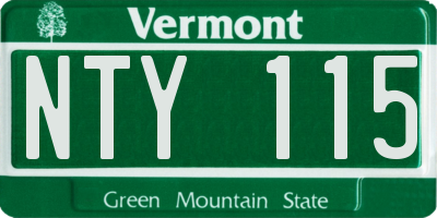 VT license plate NTY115