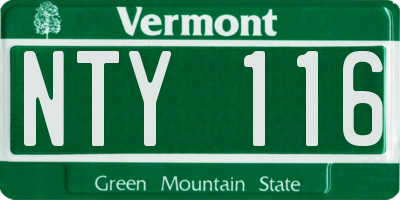 VT license plate NTY116