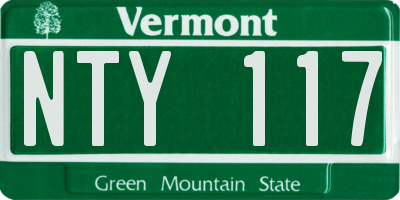 VT license plate NTY117