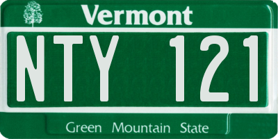 VT license plate NTY121
