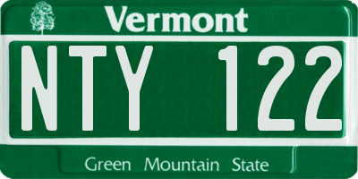 VT license plate NTY122