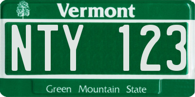 VT license plate NTY123