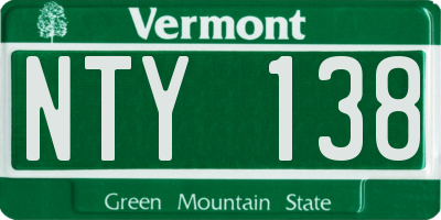 VT license plate NTY138