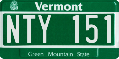 VT license plate NTY151