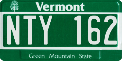 VT license plate NTY162