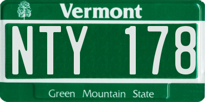 VT license plate NTY178