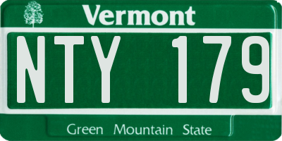 VT license plate NTY179