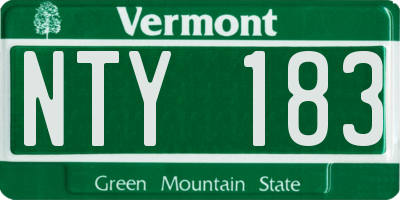 VT license plate NTY183