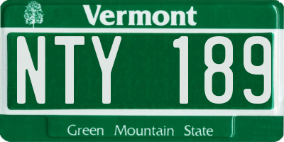 VT license plate NTY189