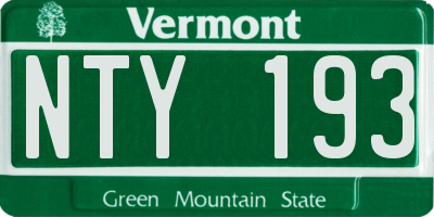 VT license plate NTY193