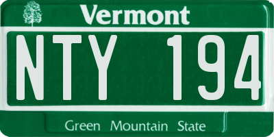VT license plate NTY194