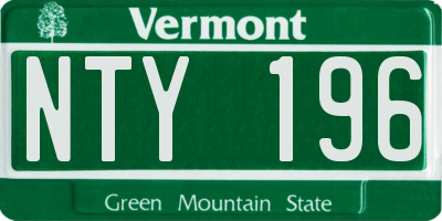 VT license plate NTY196