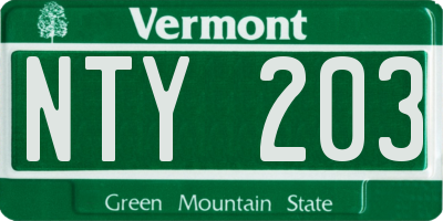 VT license plate NTY203