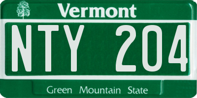 VT license plate NTY204