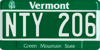 VT license plate NTY206