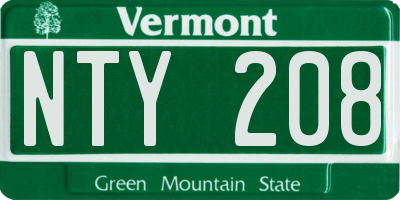 VT license plate NTY208
