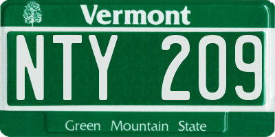 VT license plate NTY209