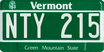 VT license plate NTY215