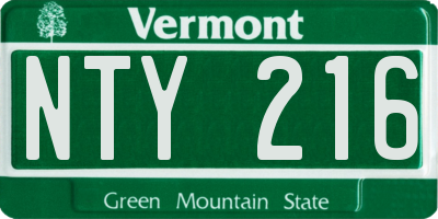 VT license plate NTY216