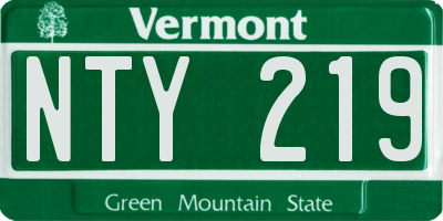 VT license plate NTY219