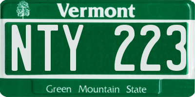VT license plate NTY223