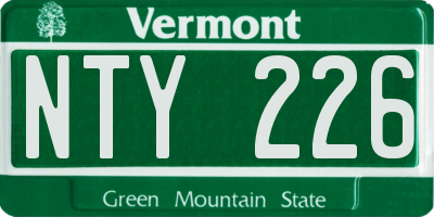 VT license plate NTY226