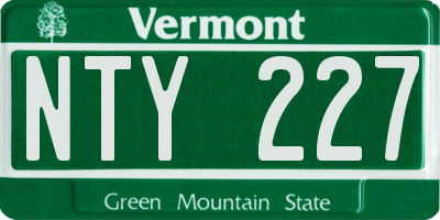 VT license plate NTY227