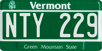 VT license plate NTY229