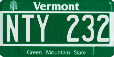 VT license plate NTY232