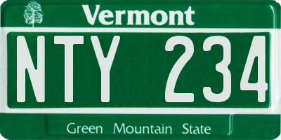 VT license plate NTY234