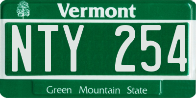 VT license plate NTY254