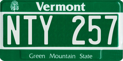 VT license plate NTY257