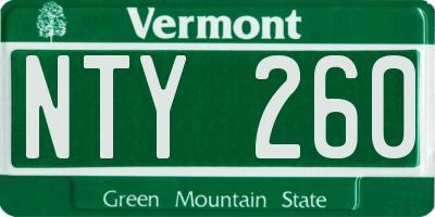 VT license plate NTY260