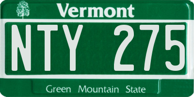 VT license plate NTY275