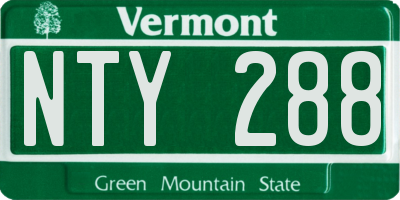 VT license plate NTY288