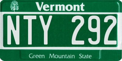 VT license plate NTY292